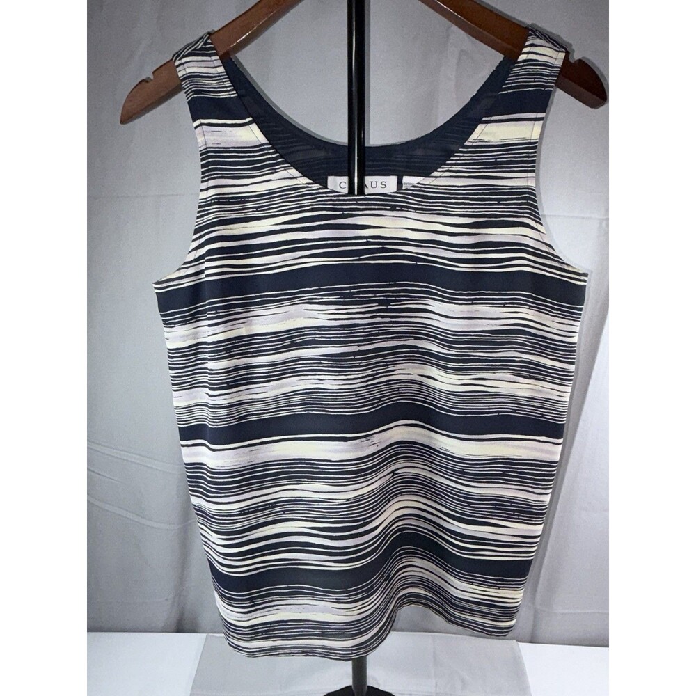 Women’s CHAUS Blue/ White Striped Sleeveless Tank Blouse size 8